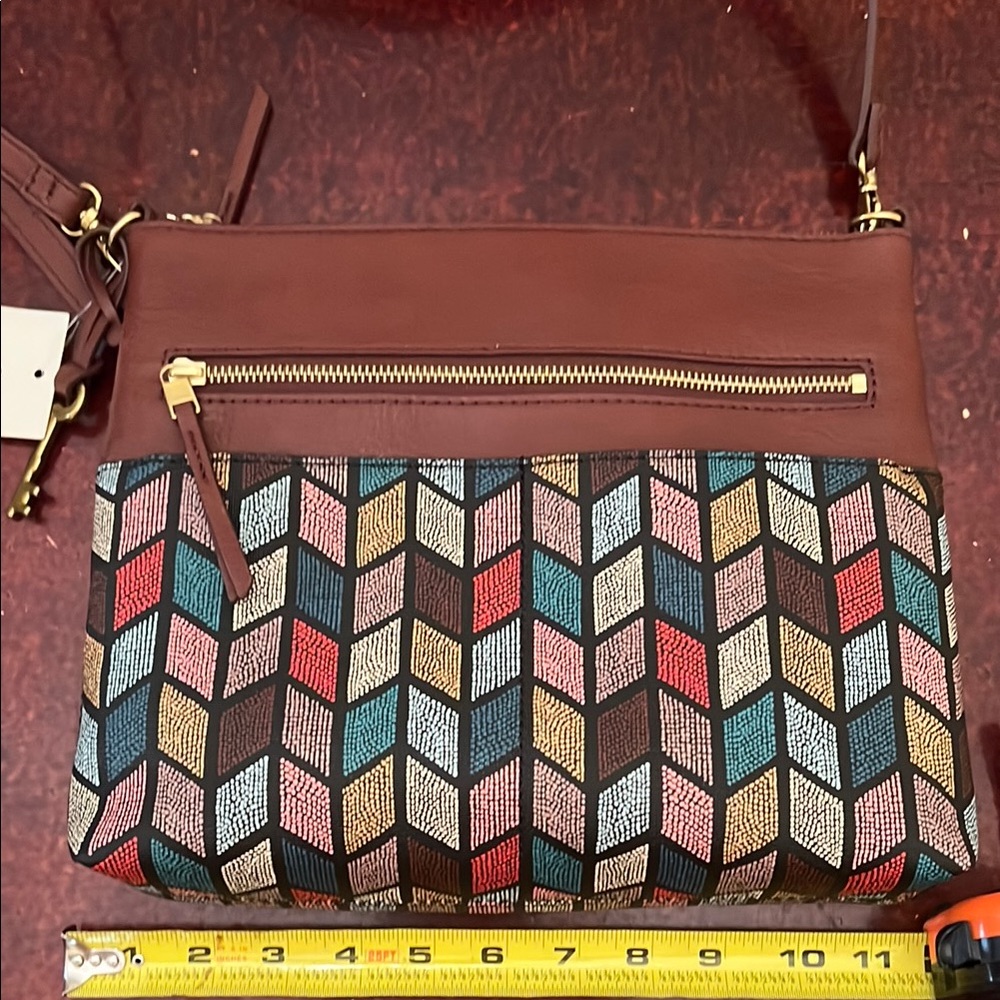 Chic Brown And Multicolor Patterned Clutch - image 1